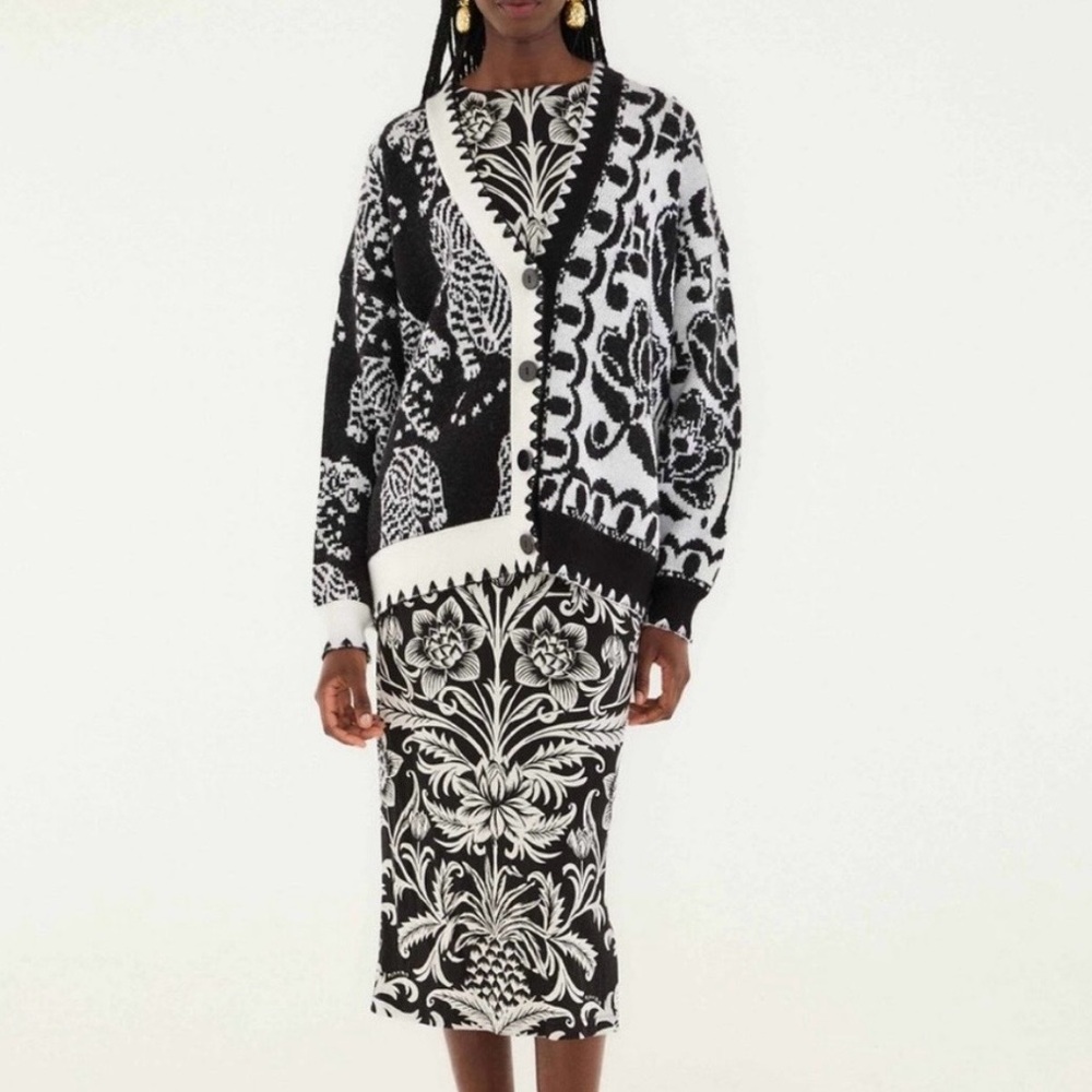 FARM Rio Black and White Cardigan
